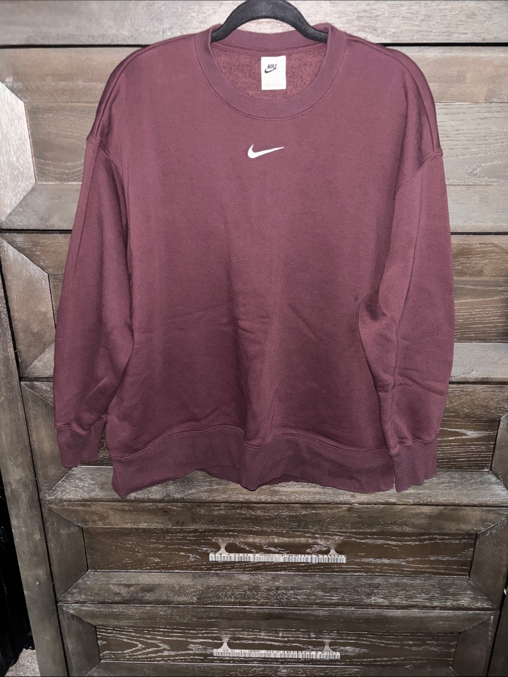 Nike Maroon Crewneck Sweatshirt with White Swoosh